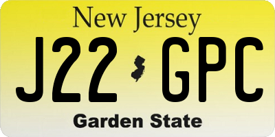 NJ license plate J22GPC