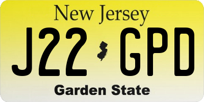 NJ license plate J22GPD