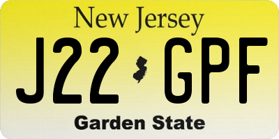NJ license plate J22GPF