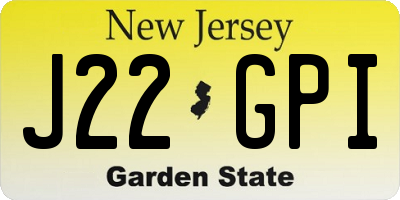 NJ license plate J22GPI
