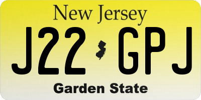 NJ license plate J22GPJ
