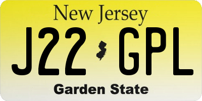 NJ license plate J22GPL
