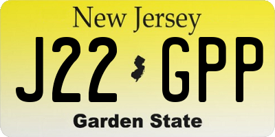 NJ license plate J22GPP