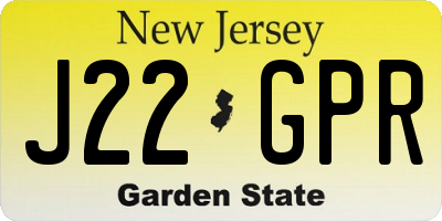 NJ license plate J22GPR