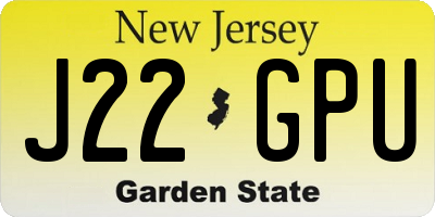 NJ license plate J22GPU