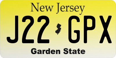 NJ license plate J22GPX
