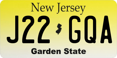 NJ license plate J22GQA