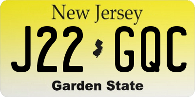 NJ license plate J22GQC