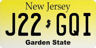 NJ license plate J22GQI