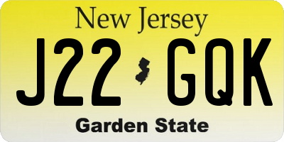 NJ license plate J22GQK