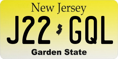 NJ license plate J22GQL