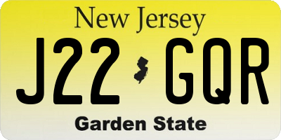 NJ license plate J22GQR