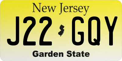 NJ license plate J22GQY