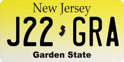 NJ license plate J22GRA