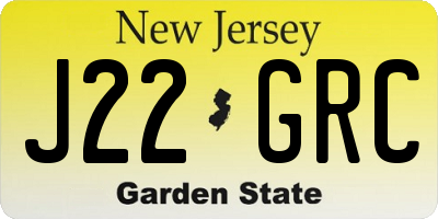 NJ license plate J22GRC