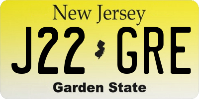 NJ license plate J22GRE