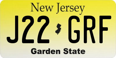 NJ license plate J22GRF