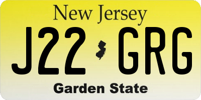 NJ license plate J22GRG