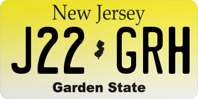 NJ license plate J22GRH
