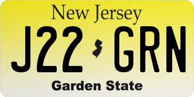 NJ license plate J22GRN