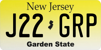 NJ license plate J22GRP
