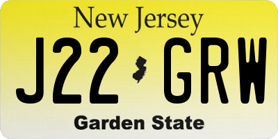 NJ license plate J22GRW