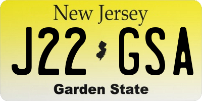 NJ license plate J22GSA