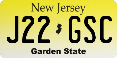 NJ license plate J22GSC