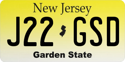 NJ license plate J22GSD