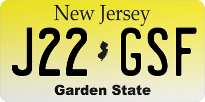 NJ license plate J22GSF