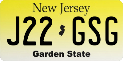 NJ license plate J22GSG