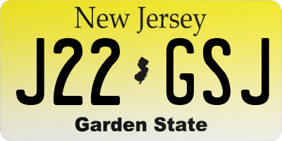 NJ license plate J22GSJ