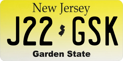NJ license plate J22GSK