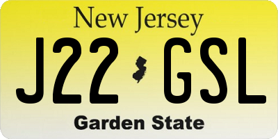 NJ license plate J22GSL