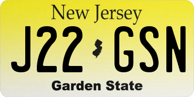 NJ license plate J22GSN