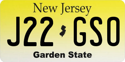 NJ license plate J22GSO