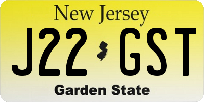 NJ license plate J22GST