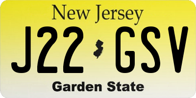 NJ license plate J22GSV