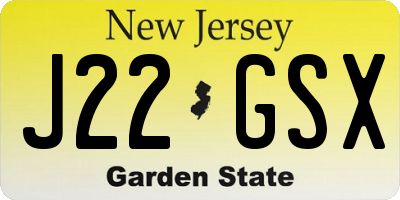 NJ license plate J22GSX