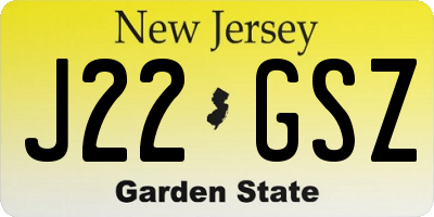 NJ license plate J22GSZ