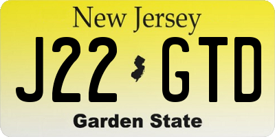 NJ license plate J22GTD