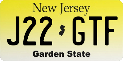 NJ license plate J22GTF