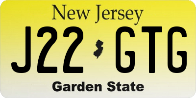 NJ license plate J22GTG