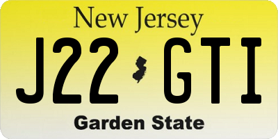 NJ license plate J22GTI