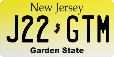 NJ license plate J22GTM