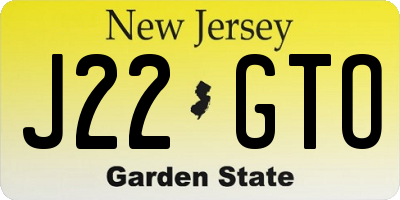 NJ license plate J22GTO