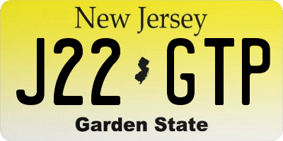 NJ license plate J22GTP