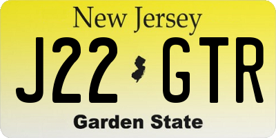 NJ license plate J22GTR