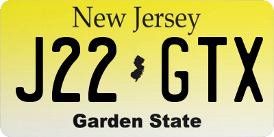 NJ license plate J22GTX