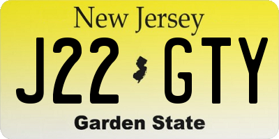 NJ license plate J22GTY